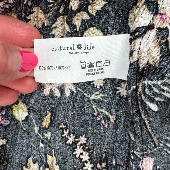 Natural Life Halle Floral Halter Maxi Dress Black Boho Tiered Large - Picture 12 of 14